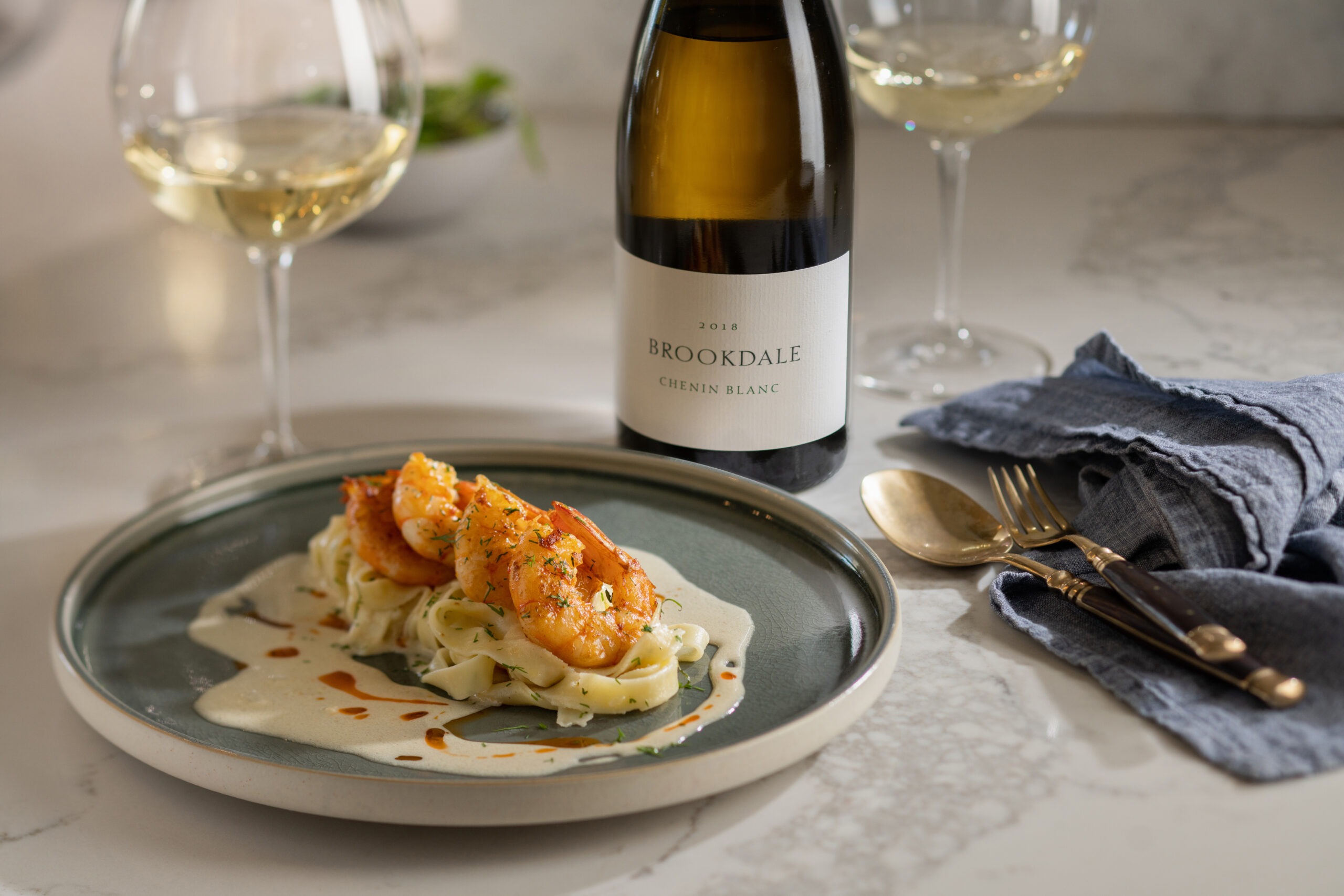 Brookdale Chenin Blanc wine served with fine dining food dish